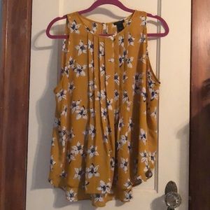 Floral Mustard Blouse Ann Taylor Factory